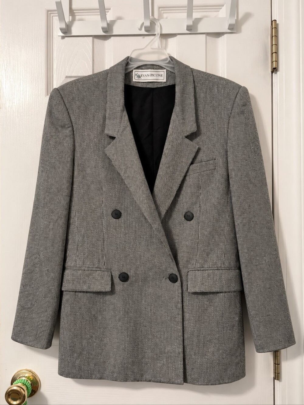 Vintage Evan Picone Womens 10 Blazer Shoulder Pads Double Breasted Made USA